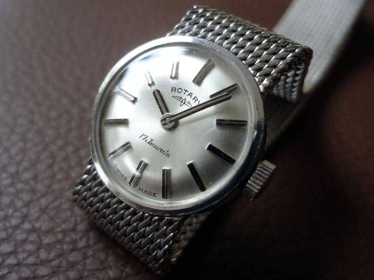 ROTARY 17 Jewels -Swiss Made- ETA 2412 นาฬิกาค็อกเทลวินเทจสวิส ตัวเรือนและสายทำจากเงินสเตอร์ลิงแท้ (เงินมาตรฐาน 925) รูปที่ 4