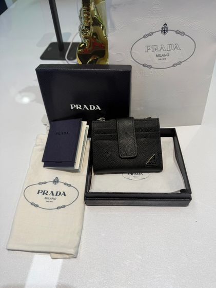 อื่นๆ หนังแท้ ไม่ระบุ PRADA Saffiano Leather Wallet กระเป๋าสตางค์หนังสีดำ พร้อมกล่องและอุปกรณ์ 
