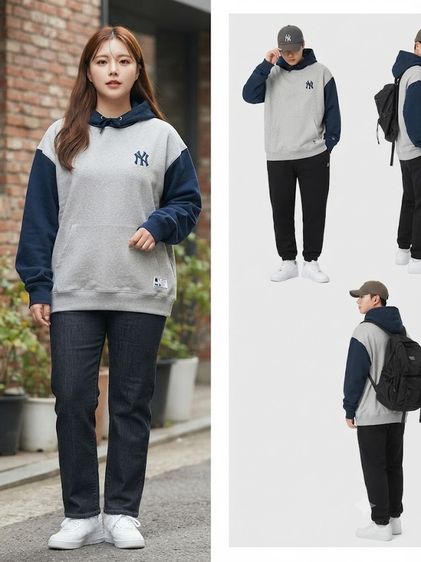 อื่นๆ อื่นๆ ไม่ระบุ อื่นๆ เสื้อฮู้ด MLB New York Yankees แท้ 💯 ไซส์ 4L ทูโทนเทา-กรม