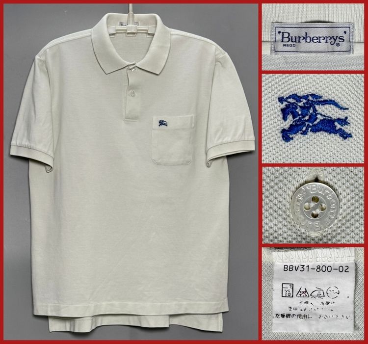 XL ขาว แขนสั้น ⚠️MADE IN JAPAN‼️เสื้อโปโล BURBERRY ของแท้ รุ่นใหม่