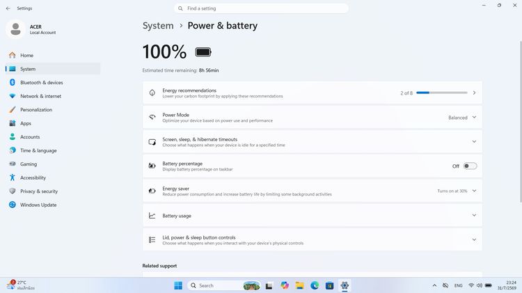 ขาย โน็ตบุ๊ค  Acer Aspire Lite 15 Ryen5 7430U M.2 512GB Ram 16GB จอ15.6 Full HD วินโดว์แท้ ราคา12,900บาท มีประกันจากศูนย์ รูปที่ 15