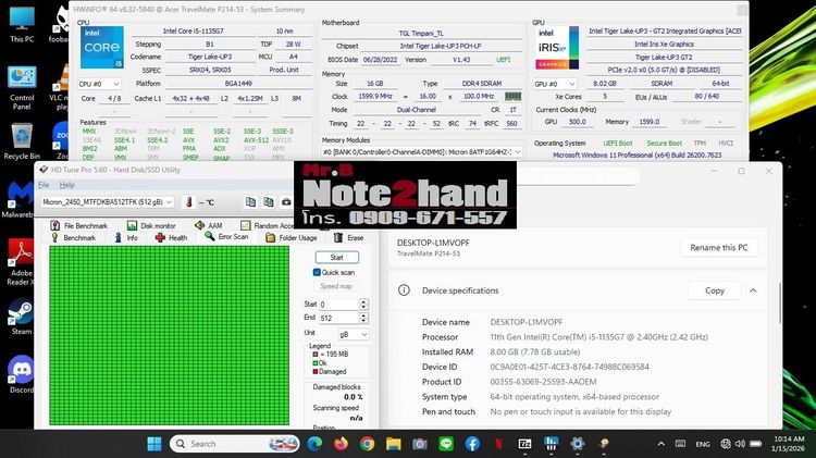 โน๊ตบุ๊คมือสอง ACER Core i5-1135G7 จอ14” แรม8+NVMe.256+การ์ดจอ Iris รูปที่ 11