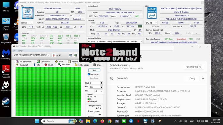 โน๊ตบุ๊คมือสอง ASUS Core i5-10210U จอ14”HD แรม8+NVMe.256+การ์ดจอ UHD 620 รูปที่ 11