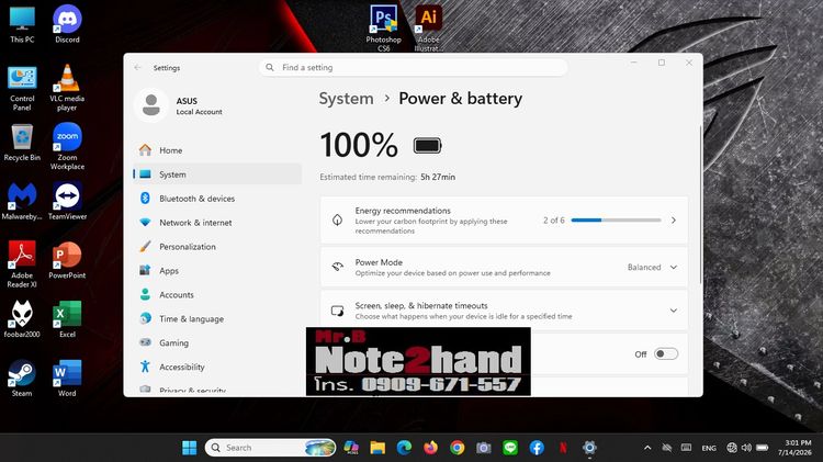 โน๊ตบุ๊คมือสอง ASUS Core i5-10210U จอ14”HD แรม8+NVMe.256+การ์ดจอ UHD 620 รูปที่ 10