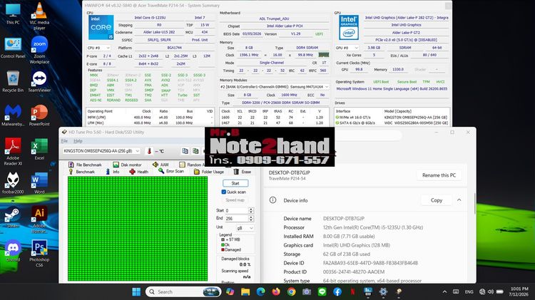 โน๊ตบุ๊คมือสอง ACER Core i5-1235U จอ14”IPS แรม8+NVMe256+การ์ดจอ Iris+วินโดว์แท้+ประกันศูนย์ รูปที่ 11