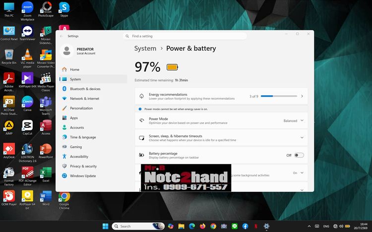 โน๊ตบุ๊คมือสอง ACER Core i5-14500HX จอ16.0” แรม32+NVMe512+NVMe1TB+RTX6GB+ปกศ. รูปที่ 11