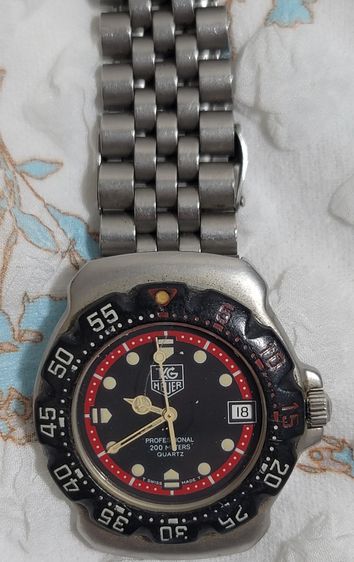 ขายวินเทจ TAG Heuer Formula 1 Professional 200M (Gen 1 ยุค 90s) หน้าปัดดำ-แดง สายเหล็ก Jubilee แท้.