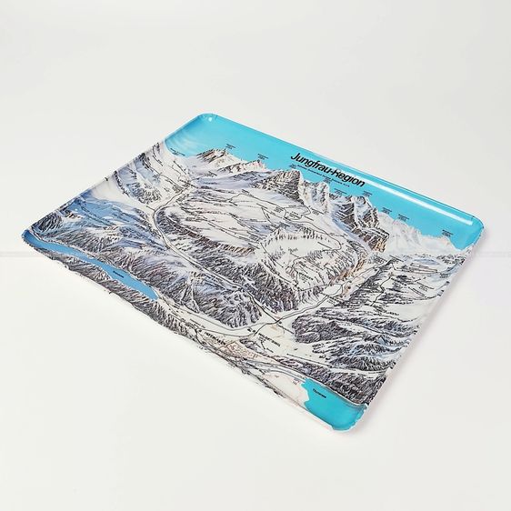 ถาดวินเทจ Jungfrau Swiss Mountains Map Melamine Tray 1960 ของที่ระลึกสวิตเซอร์แลนด์ สภาพดี หายากมาก ราคาพิเศษ