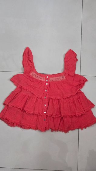 Promesa Coral Tiered Blouse Delicate Lace Details