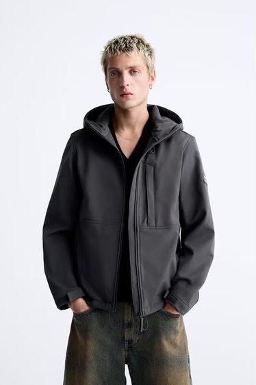 เสื้อแจ็คเก็ตสีดำ Zara ของแท้จากอังกฤษ รุ่น dnwr (Zara Denimwear)  มีฮู้ด รูปที่ 4