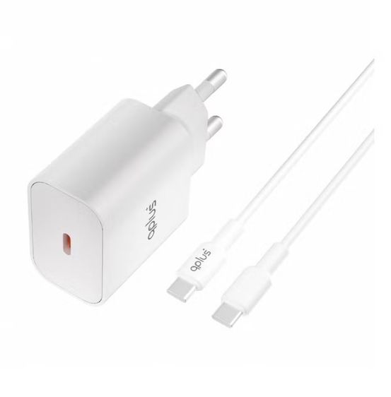 ￼อะแดปเตอร์ QPLUS Wall Charger 1 USB-C 20W พร้อมสายชาร์จ USB-C to Lightning 1 เมตร by Banana IT