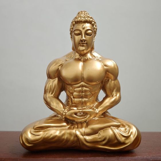 พระนักกล้าม  เรซิ่น สูง 14cm. กว้าง12cm