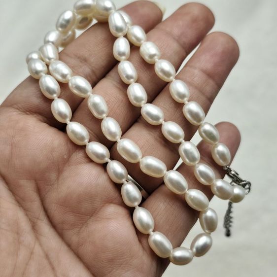 🔖สร้อยไข่มุกแท้ (Freshwater Pearl) ทรงรี เกรดสวยมาก งานจากญี่ปุ่น รูปที่ 2