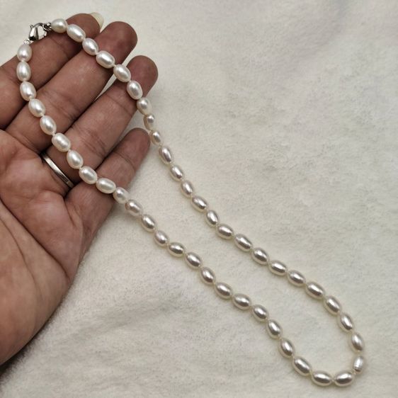🔖สร้อยไข่มุกแท้ (Freshwater Pearl) ทรงรี เกรดสวยมาก งานจากญี่ปุ่น รูปที่ 3