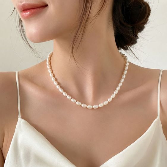 🔖สร้อยไข่มุกแท้ (Freshwater Pearl) ทรงรี เกรดสวยมาก งานจากญี่ปุ่น รูปที่ 10