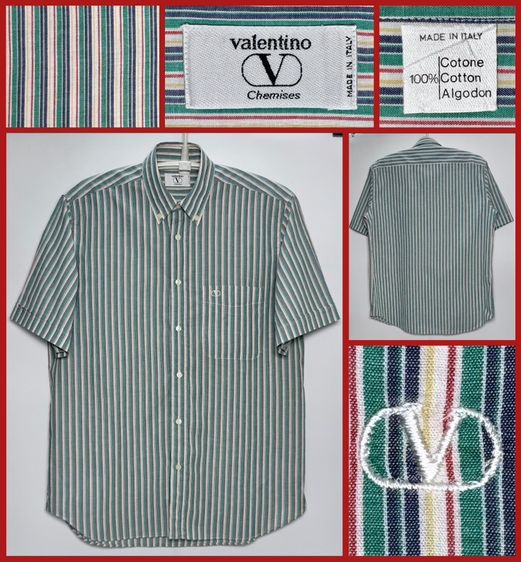 XL แขนสั้น ⚠️เหมือนใหม่‼️เสื้อเชิ้ต VALENTINOGARAVANI ของแท้ MADE IN ITALY