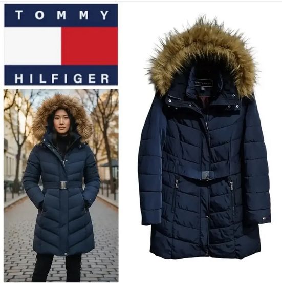 เสื้อกันหนาวแท้ Tommy Hilfigerแท้ 💯 ไซส์ M เฟอร์ถอดได้ มีเข็มขัด สภาพสวยมาก