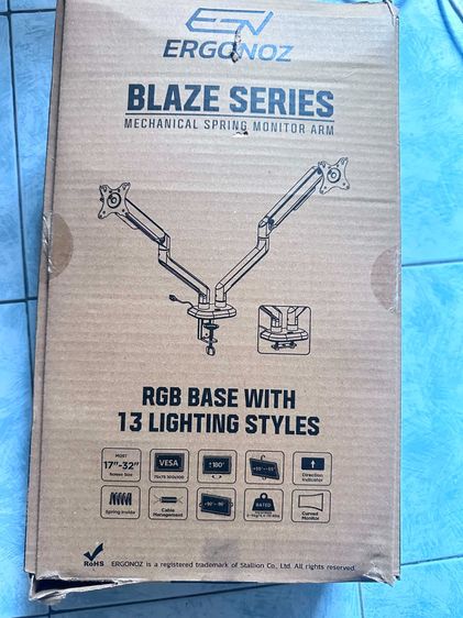 จอภาพ ขาตั้งติดโต๊ะจอ 2 จอ เล่นเกมส์ หรือ ทำกราฟฟิก ไม่ต้องเจาะโต๊ะ ergonoz blaze series