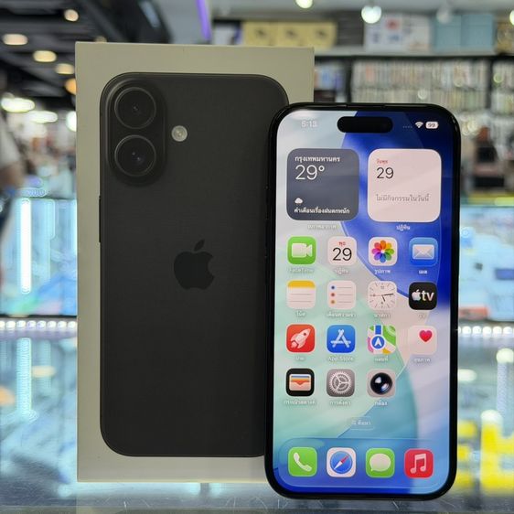 iPhone16 128GB สีดำ เครื่องศูนย์ สภาพสวยมากๆ สุขภาพแบต100% ประกันศูนย์ยาวๆ ครบยกกล่อง🔥🔥