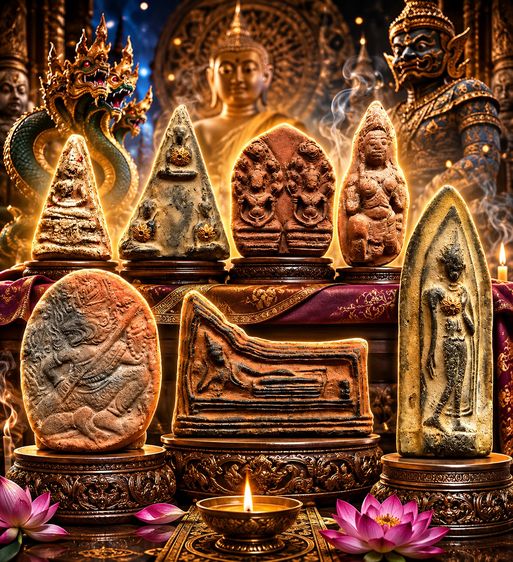 พระนางพญา นาคปรกคู่ พระสิกขี ปู่เจ้าสมิงพราย พระโคนสมอ พระลีลา (ใหญ่พิเศษ)
