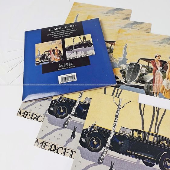 Classic Mercedes-Benz Fiat 1934 Cars Notelets Envelopes 6 ใบครบชุด เซ็ตการ์ดการ์ดอวยพรพร้อมซองสไตล์เรโทร งานสะสมพิมพ์ปี 1997 โดย Studi รูปที่ 5