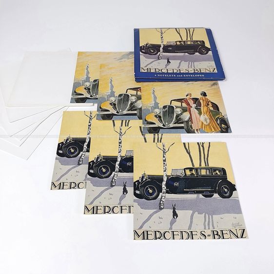Classic Mercedes-Benz Fiat 1934 Cars Notelets Envelopes 6 ใบครบชุด เซ็ตการ์ดการ์ดอวยพรพร้อมซองสไตล์เรโทร งานสะสมพิมพ์ปี 1997 โดย Studi รูปที่ 2