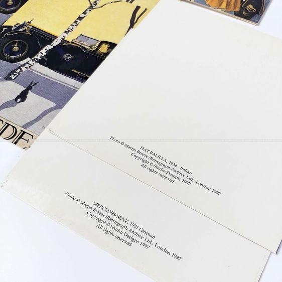 Classic Mercedes-Benz Fiat 1934 Cars Notelets Envelopes 6 ใบครบชุด เซ็ตการ์ดการ์ดอวยพรพร้อมซองสไตล์เรโทร งานสะสมพิมพ์ปี 1997 โดย Studi รูปที่ 6