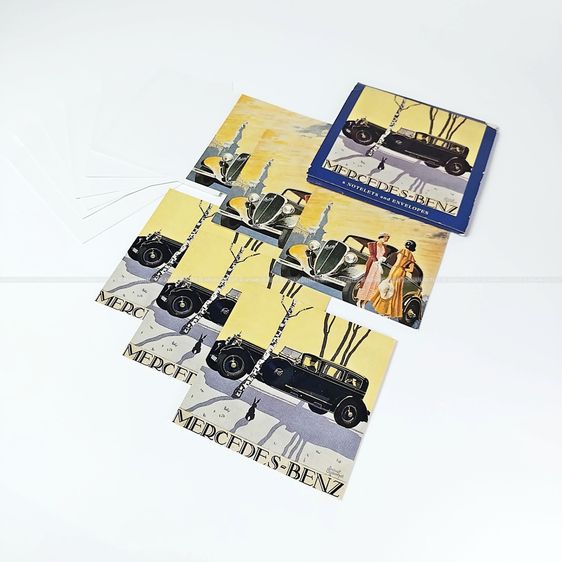 Classic Mercedes-Benz Fiat 1934 Cars Notelets Envelopes 6 ใบครบชุด เซ็ตการ์ดการ์ดอวยพรพร้อมซองสไตล์เรโทร งานสะสมพิมพ์ปี 1997 โดย Studi
