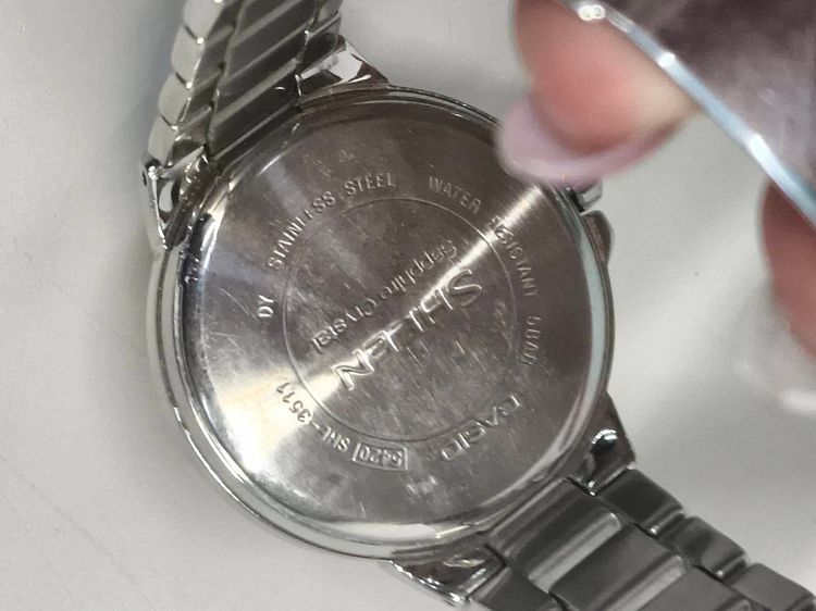 Casio Sheen SHE-3517D กระจก Sapphire สายสเตนเลส หน้าปัดขาว รูปที่ 15