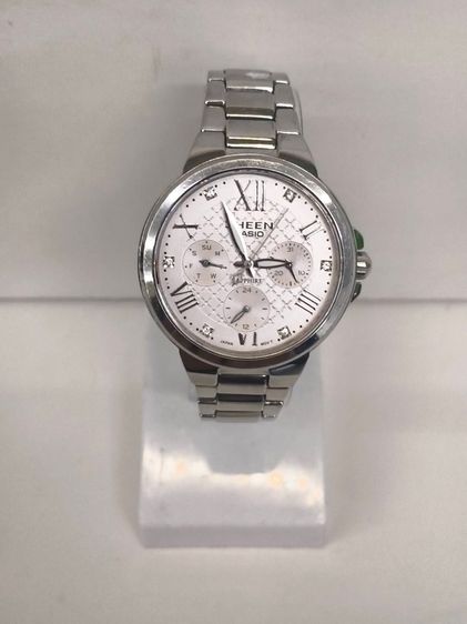 Casio Sheen SHE-3517D กระจก Sapphire สายสเตนเลส หน้าปัดขาว รูปที่ 8
