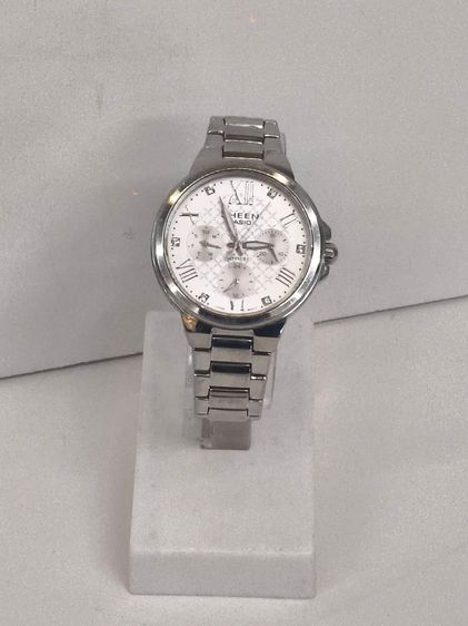 Casio Sheen SHE-3517D กระจก Sapphire สายสเตนเลส หน้าปัดขาว รูปที่ 4
