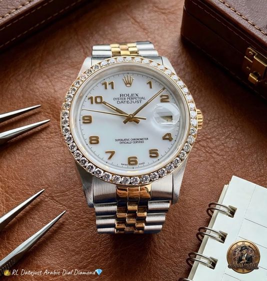 Rolex Datejust 16233 Original Arabic Tile White Dial Automatic Cal.3135 Swiss Jubille 18k&Steel