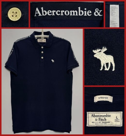 L ดำ แขนสั้น ⚠️รุ่นใหม่‼️เสื้อโปโล Abercrombieand Fitch ของแท้ แบบสวยหายาก