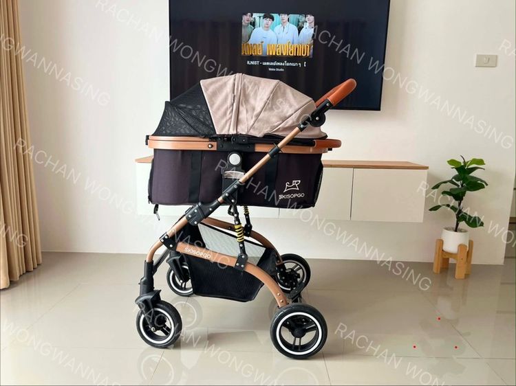 SKISOPGO รถเข็นสัตว์เลี้ยง รถเข็นสุนัขและแมว 4 ล้อ โครงสร้างแข็งแรง Pet trolley ถอดตะกร้าเป็นคาร์ซีทได้ (รถเข็นรับน้ำหนักได้ 20 กก. ) รูปที่ 2