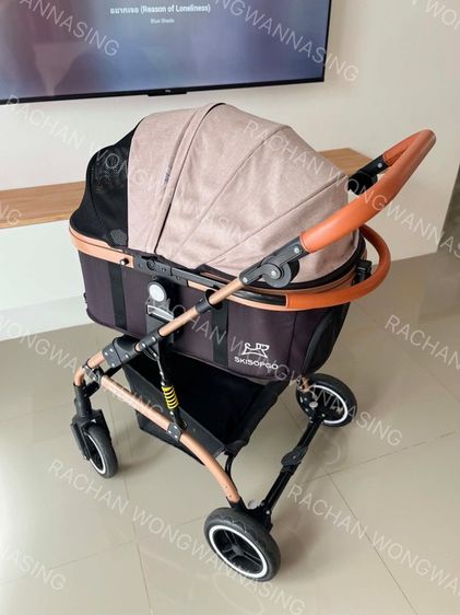 SKISOPGO รถเข็นสัตว์เลี้ยง รถเข็นสุนัขและแมว 4 ล้อ โครงสร้างแข็งแรง Pet trolley ถอดตะกร้าเป็นคาร์ซีทได้ (รถเข็นรับน้ำหนักได้ 20 กก. ) รูปที่ 4