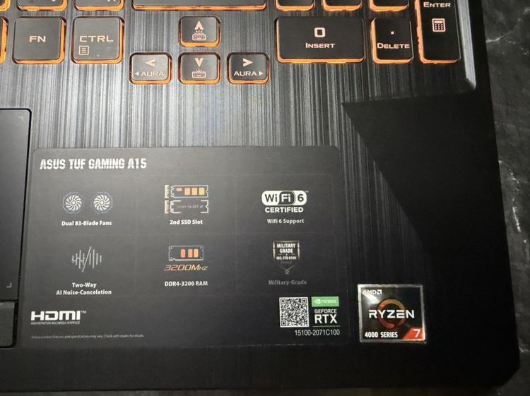 ขาย Note Book ASUS TUF A15 FA506ICB-HN103W R7-4800H Ram 16gb RTX 3050 4 GB GDDR6 512gb SSD M.2 สภาพสวยๆ เลยครับผม รูปที่ 5
