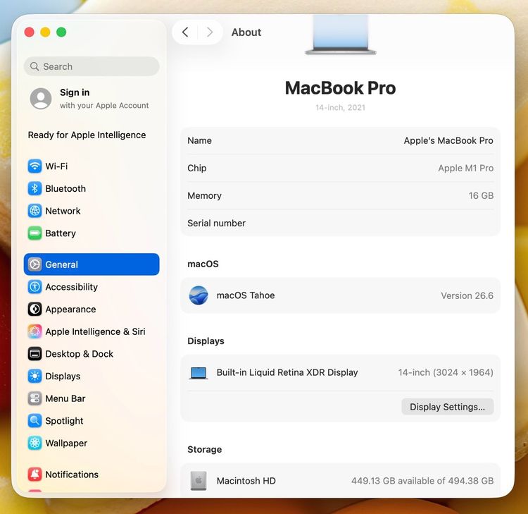 MacBook Pro 14-inch M1 Pro 2021 Ram16GB SSD 512 GB Silver รูปที่ 13