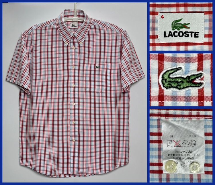 XL แขนสั้น ⚠️รุ่นใหม่‼️เสื้อเชิ้ต LACOSTE ของแท้ รุ่นใหม่ ลายสก๊อตสวยเด่น