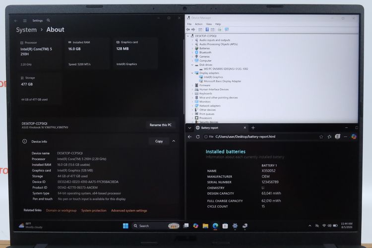 ASUS VIVOBOOK 16 Core 5 210H.RTX4050 RAM16.512GB รูปที่ 2