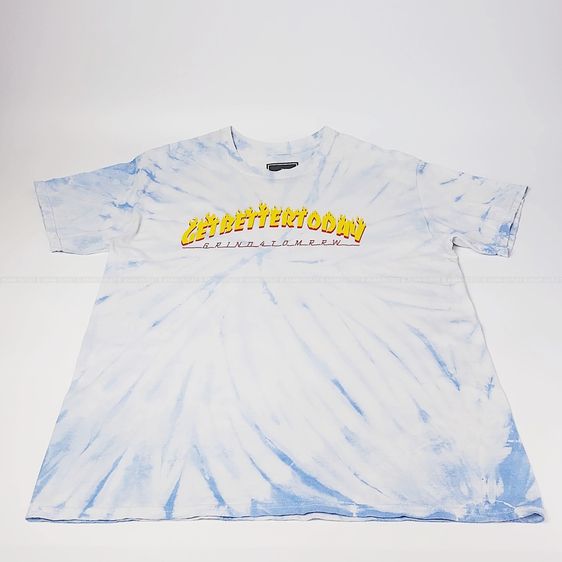 The Get Better Today Brand เสื้อยืดสตรีทแวร์มัดย้อมฟ้าขาว Size L เสื้อลายไฟ GRIND 4 TOMRRW มือสอง สภาพดี หายากมาก ราคาพิเศษ รูปที่ 2