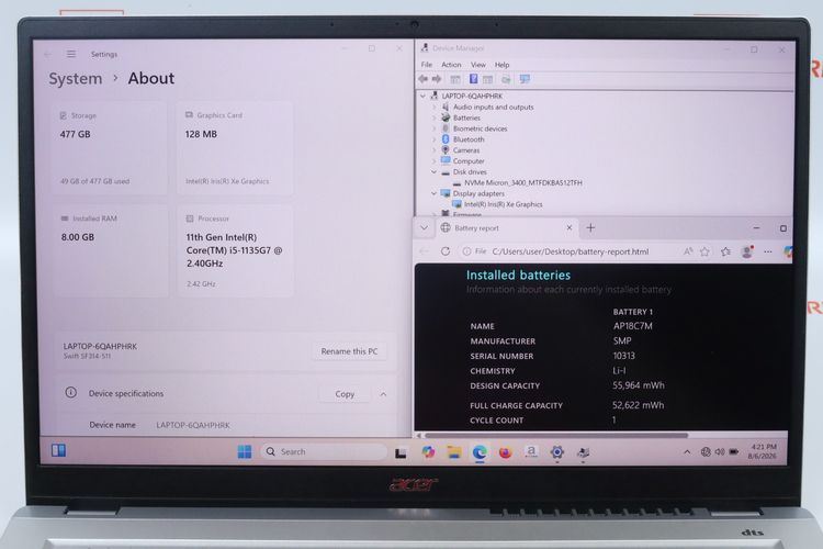 ACER SWIFT 3 SF314-511 Core i5-1135G7 Ram8.512GB รูปที่ 2
