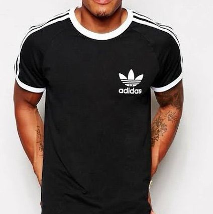 อื่นๆ อื่นๆ EU 46.5 แขนสั้น เสื้อยืด Adidas 3-Stripes Ringer T-Shirt สีดำ