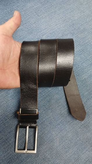 เข็มขัดหนังแท้ EDWIN สีช็อคโกแลตเอว 32 ถึง 36 กว้าง 1.25 ยาวรวมหัว 41.2 หนังหนาสวยมีรอยตามใช้ รูปที่ 2