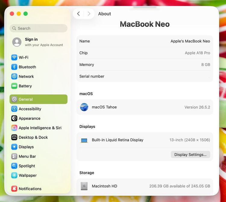 MacBook Neo 13-inch A18 Pro Ram8GB SSD256GB Silver Apple Care 21march2027  รูปที่ 12