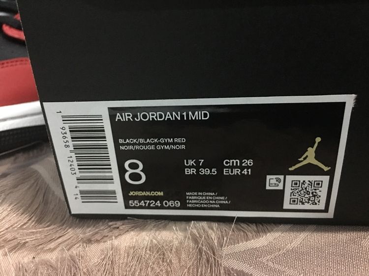 Nike air Jordan 1 mid black toe รูปที่ 8