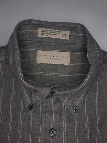 เสื้อเชิ้ตแขนสั้นลายทางแนวตั้ง (Pinstripe) สีเทาเข้ม แบรนด์ City Casual‼️ รูปที่ 3