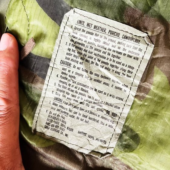 🇺🇲ผ้าห่มปันโจกองทัพอเมริกา 80s USA Wet Weather Poncho camouflage Liner ปี 1983 🇺🇲 งานกองทัพ Made in USA รูปที่ 3