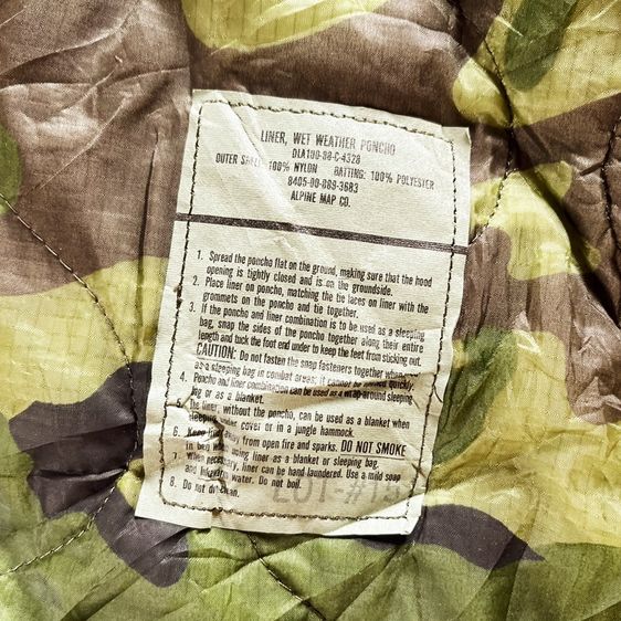 🇺🇲ผ้าห่มปันโจกองทัพอเมริกา 80s USA Wet Weather Poncho camouflage Liner ปี 1988 🇺🇲 งานกองทัพ Made in USA 🇺🇲 U.S.ARMY รูปที่ 3