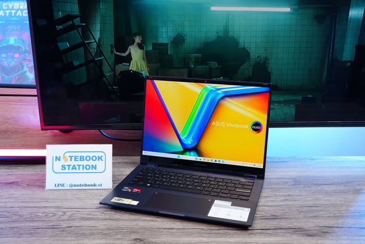 Asus Vivobook S 14 Flip OLED ทัชกรีนหมุนจอ360องศา Ryzen7-7730U Ram16 SSD512GB จอ14 2.8K OLED 90Hz จอภาพสวยคมชัดมาก ดีไซน์สวยทันสมัย ราคา 18, รูปที่ 3