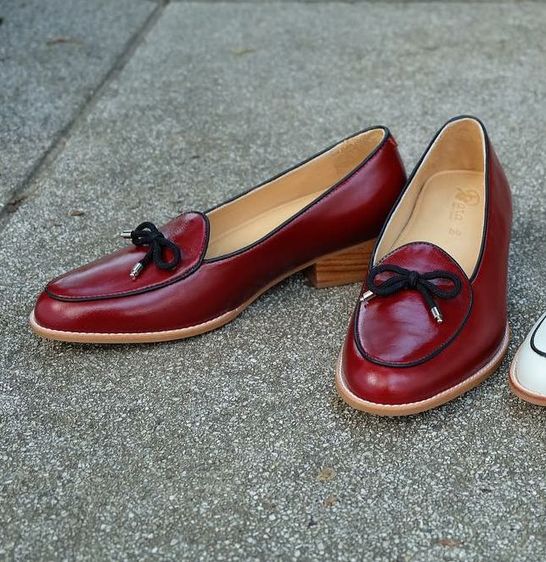 PARA HOMBRE รองเท้าหนังแท้สีแดง *มือ 2* Size 36